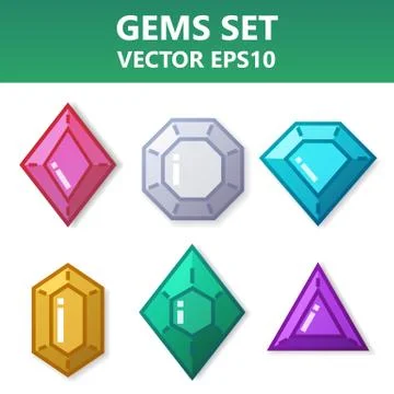 Modern vector set of colorful gems for website or mobile application. Brigh.. Stock Illustration