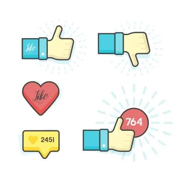 Modern Vector Set of thumb up and like icons Stock Illustration