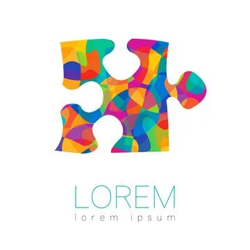 Modern vector silhouette puzzle . logotype isolated on white background. Rainbow Illustrazione stock