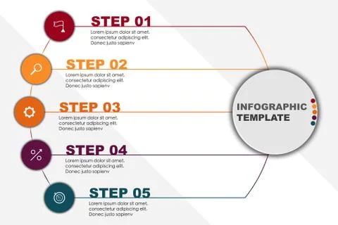 Modern vector startup progress wizard template with 5 steps イラスト素材