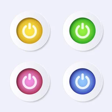 Modern vector website power icon colourful buttons Stock Illustration