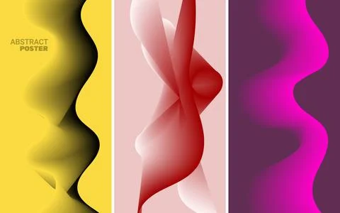 Modern vertical banner set with twisted fluid forms 스톡 일러스트