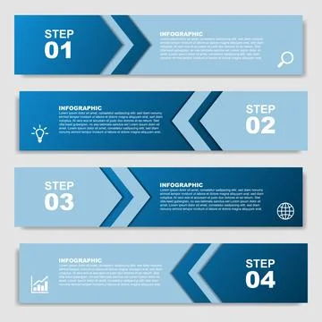 A modern vertical infographic template with 4 steps and business finance ic.. Stock Illustration
