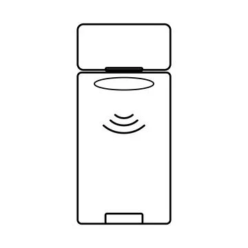 Modern vertical Trash Bin with Touch Open Lid ,outline Illustration Stock Illustration