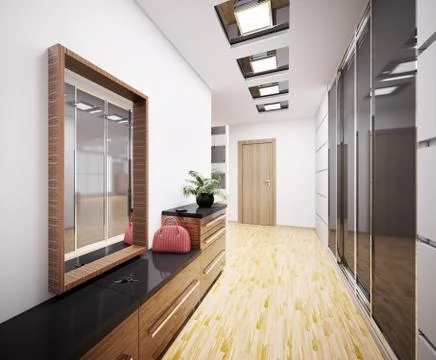Modern vestibule interior 3d Stock Illustration