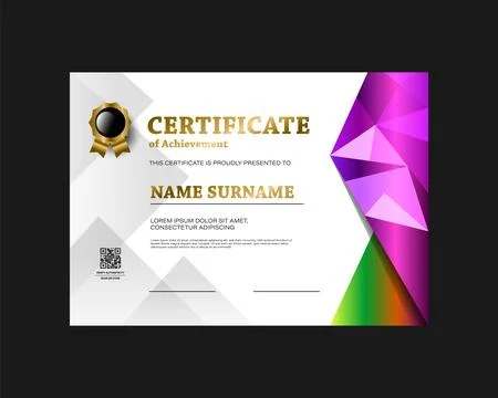 Modern vibrant gradient certificate of achievement border template background Stock Illustration