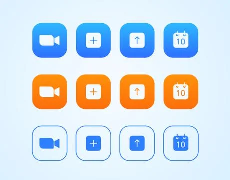Modern video conference application interface buttons vector set 스톡 일러스트
