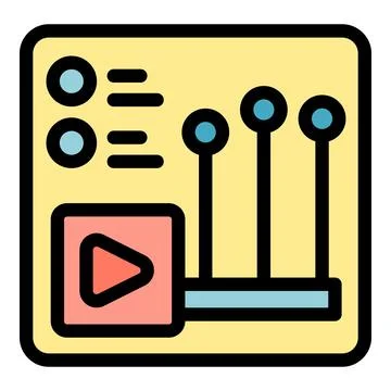 Modern video editing software interface displaying play button, sound control 스톡 일러스트