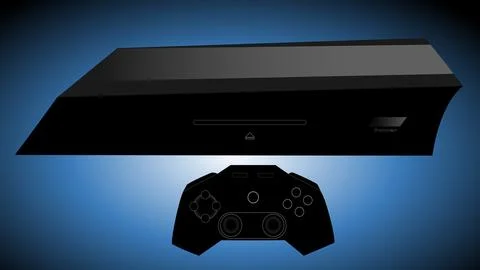 Modern video game console concept design and controller Stock Illustration