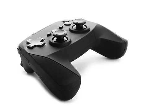 Modern video game controller isolated on white Stock Photos