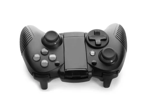 Modern video game controller isolated on white Stock Photos