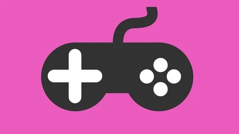 Modern video games controller icon on off animation pink Stock Footage 80095121