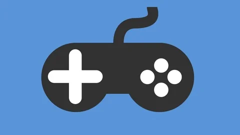 Modern video games controller icon on off animation blue Video stock 80095122