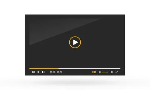 A modern video player interface with a dark theme and orange accent color Stock Illustration