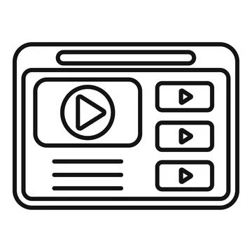 Modern video player interface outline Stock Illustration