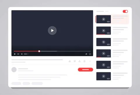 Modern video player interface vector design template Stock Illustration
