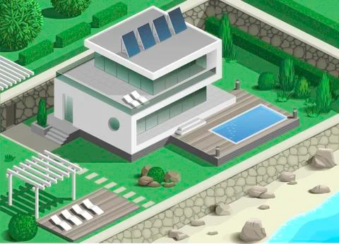 Modern villa on the coast Stock Illustration