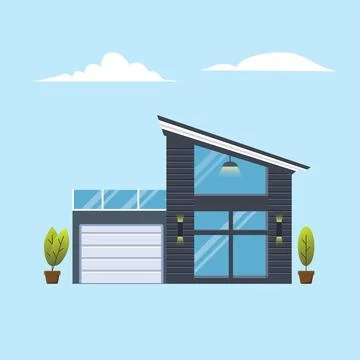 Modern villa with terrace flat vector icon. Modern house illustration. Stock-Illustration