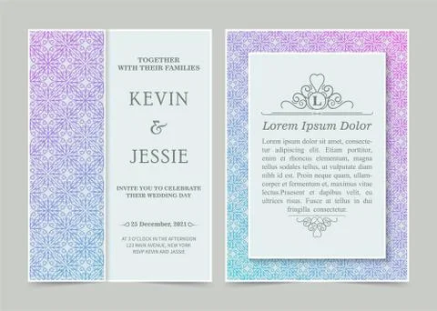 Modern vintage gradient vector invitation card template Stock Illustration