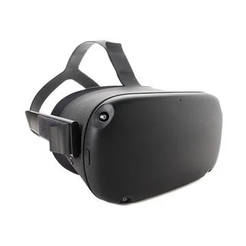 Modern virtual reality glasses with external cameras on the body insulated on Stock Photos