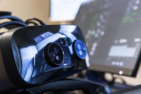 Modern virtual reality headset with cameras and sensors Stock Photos