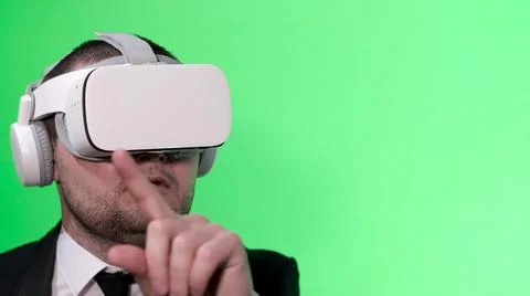 Modern virtual reality visual technology in the office, Glass Over Chroma Kay Foto stock