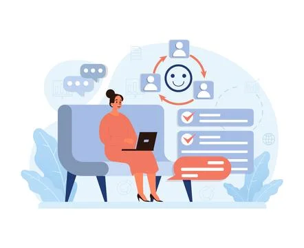 Modern virtual workspace dynamics. Flat vector illustration 库存插图