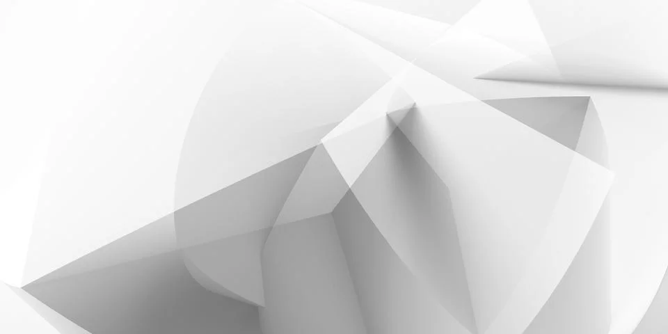 A modern visual featuring overlapping white geometric shapes, 3d render Stock Illustration