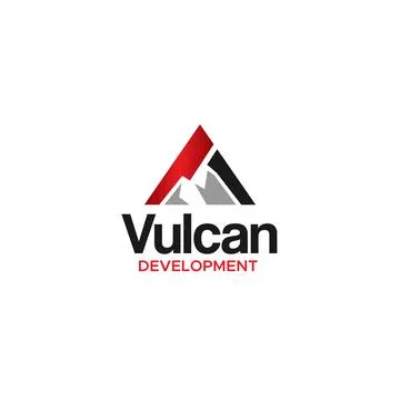 Modern Vulcan Development Mountain logo design Illustrazione stock