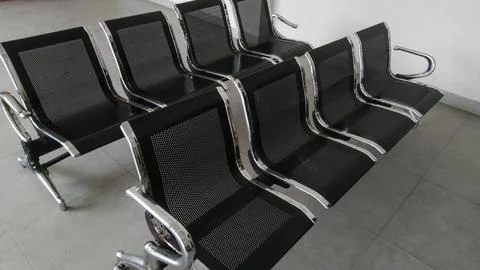 Modern Waiting Room Chairs with Chrome Frames. Stock Photos