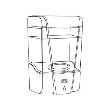 Modern wall automatic liquid soap dispenser close up. Hygiene product prevent Stock Illustration