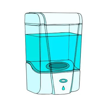 Modern wall automatic liquid soap dispenser touch. Product hygiene prevention Stock Illustration