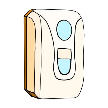 Modern wall automatic liquid soap dispenser touch. Product hygiene prevention Illustrazione stock