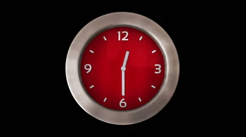 Modern wall clock. 12 hours. Choose any hour or minute. Loopable. Alpha matte. Stock Footage 59574238