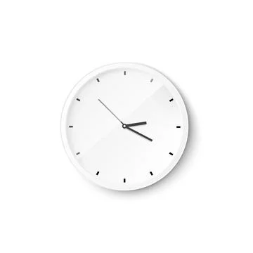 Modern wall clock dial realistic mockup vector illustration isolated on white. Stock Illustration
