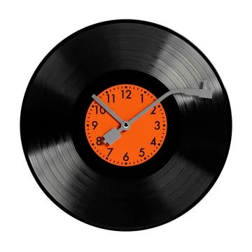 Modern Wall Clock in Form of Vinyl Disk Player. 3d Rendering 스톡 일러스트