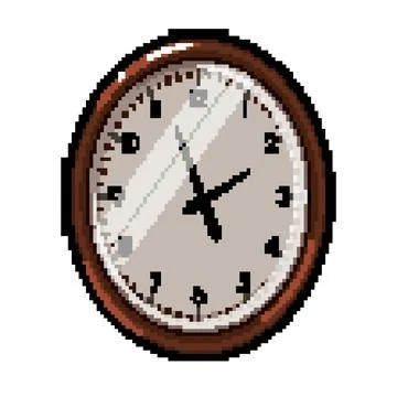Modern wall clock pixel art vector illustration Stock Illustration