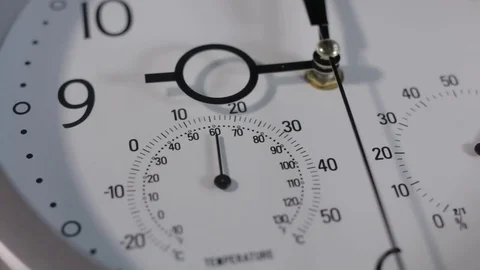 Modern wall clock with thermometer Stock Footage 72158266