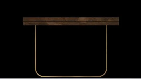 Modern Walnut Console Table with U-Shaped Brass Base 3D Render Illustrazione stock