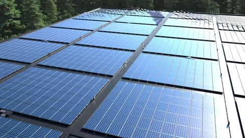 Modern Warehouse with Solar Panels on Rooftop Stock Footage 288979128