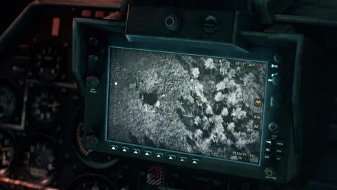 Modern Warfare Target Detection Display Locks On Enemy For Explosive Airstrike Stock Footage 259161019