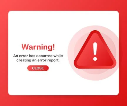 Modern warning pop up with flat design on red background. Vector illustration Illustrazione stock