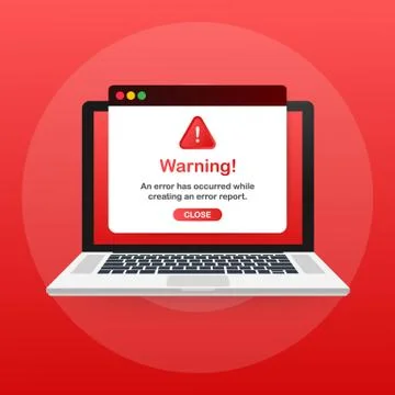 Modern warning pop up with flat design on red background. Vector illustration イラスト素材