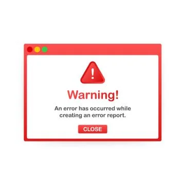 Modern warning pop up with flat design on red background. Vector illustration Stock Illustration