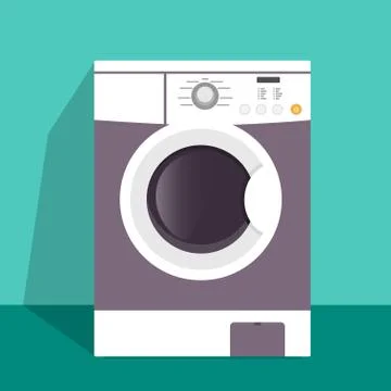 Modern washing machine with a front loading, vector illustration in flat styl Stock Illustration
