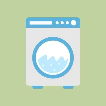Modern washing machine icon isolated on green background. Washer. Laundroma.. Stock Illustration