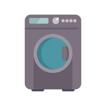 Modern washing machine standing on laundry room floor Stock Illustration
