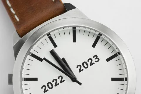 Modern watch with the text two thousand twenty-two and two thousand twenty-.. Stock Photos