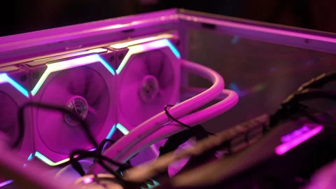 Modern water cooling system keeping temperature of powerful gaming computer low Video stock 287512304