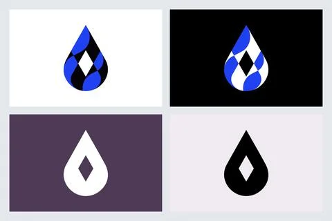 Modern Water Drop Logo Icon Set Design Stock Illustration